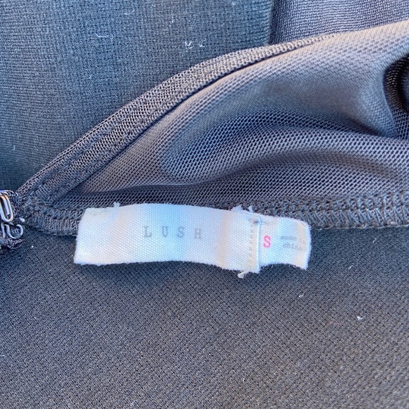 Lush Bodycon Black Dress with Mesh Cutouts - Picture 7 of 7